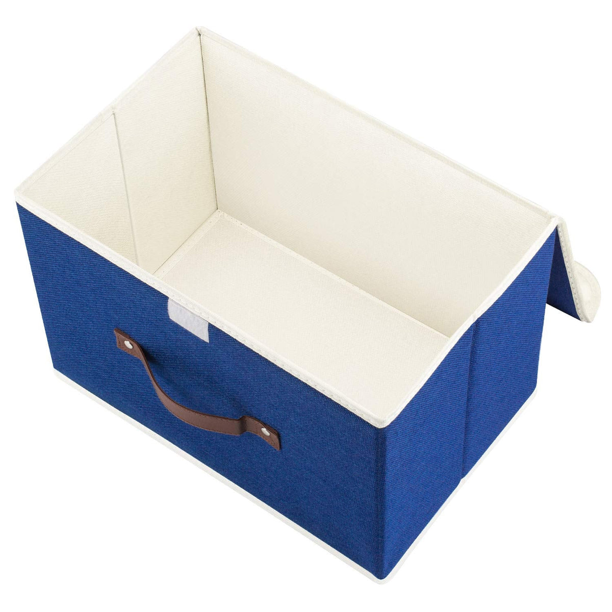 TYEERS Collapsible Storage Box with Lid, Fabric Storage Box for Clothes, Wardrobe Storage, 38x25x25 cm, Set of 5, Classic Blue