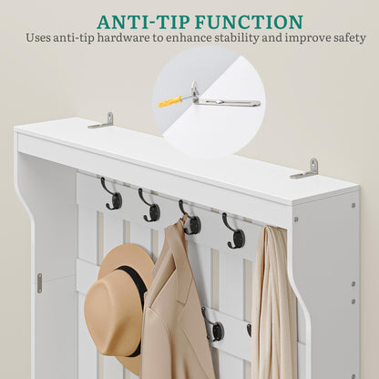 YITAHOME Coat Stand with Shoe Rack, 100cm Clothes Rack 9 Hooks 2 Drawers