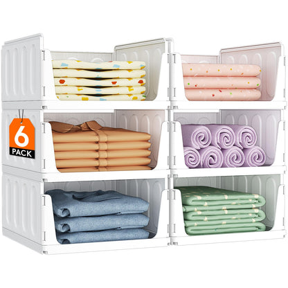 Lifewit 6 Pack Stackable Wardrobe Storage Organiser Hat Boxes 35.5 cm Depth