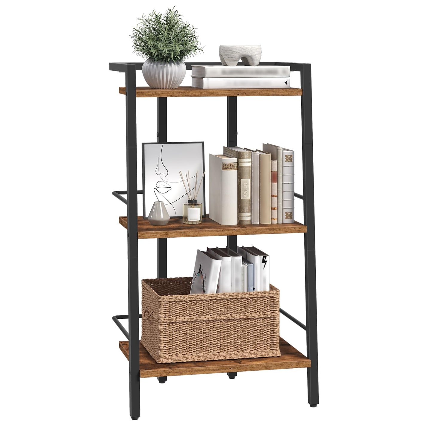 MAHANCRIS Ladder Shelf, Book Shelf, Ladder Shelving Unit, Narrow Bookcase