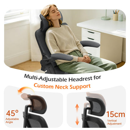 YONISEE Office Chair, Ergonomic Desk Chair with Adjustable Padded Lumbar Support, Flip-Up Armrests, Breathable Mesh Seat