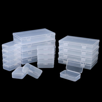 LJY Clear Hinged Storage Boxes, 20 Pack, 3 Mixed Sizes