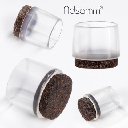 Adsamm / 16 x Leg tips with felt for round tubes | ø for round tubes 0.51-0.55 '' (13-14 mm) | trasparente | round