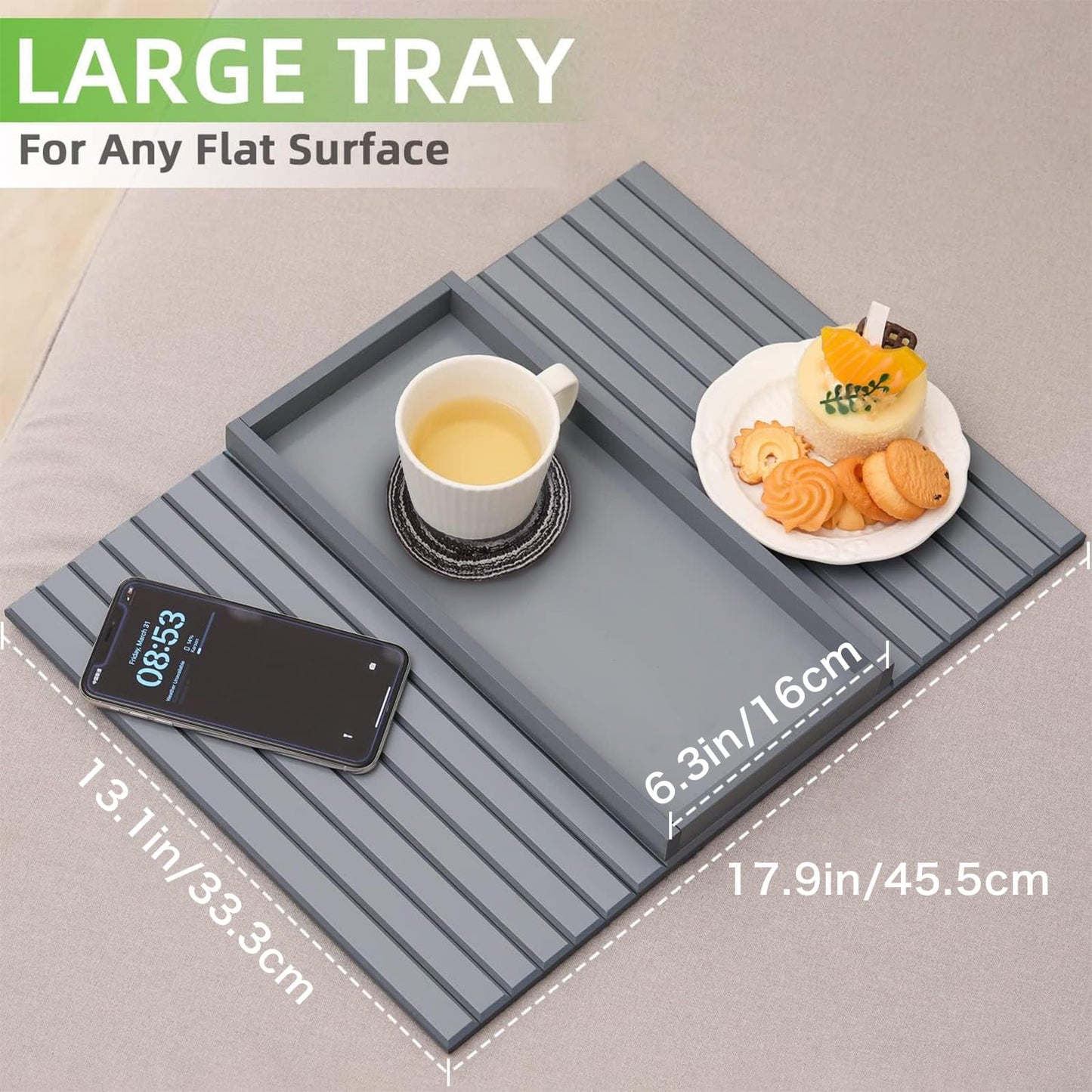 SHILIPAIJC Sofa Arm Tray, Armchair Tray Sofa Arm Table with Cup Mats
