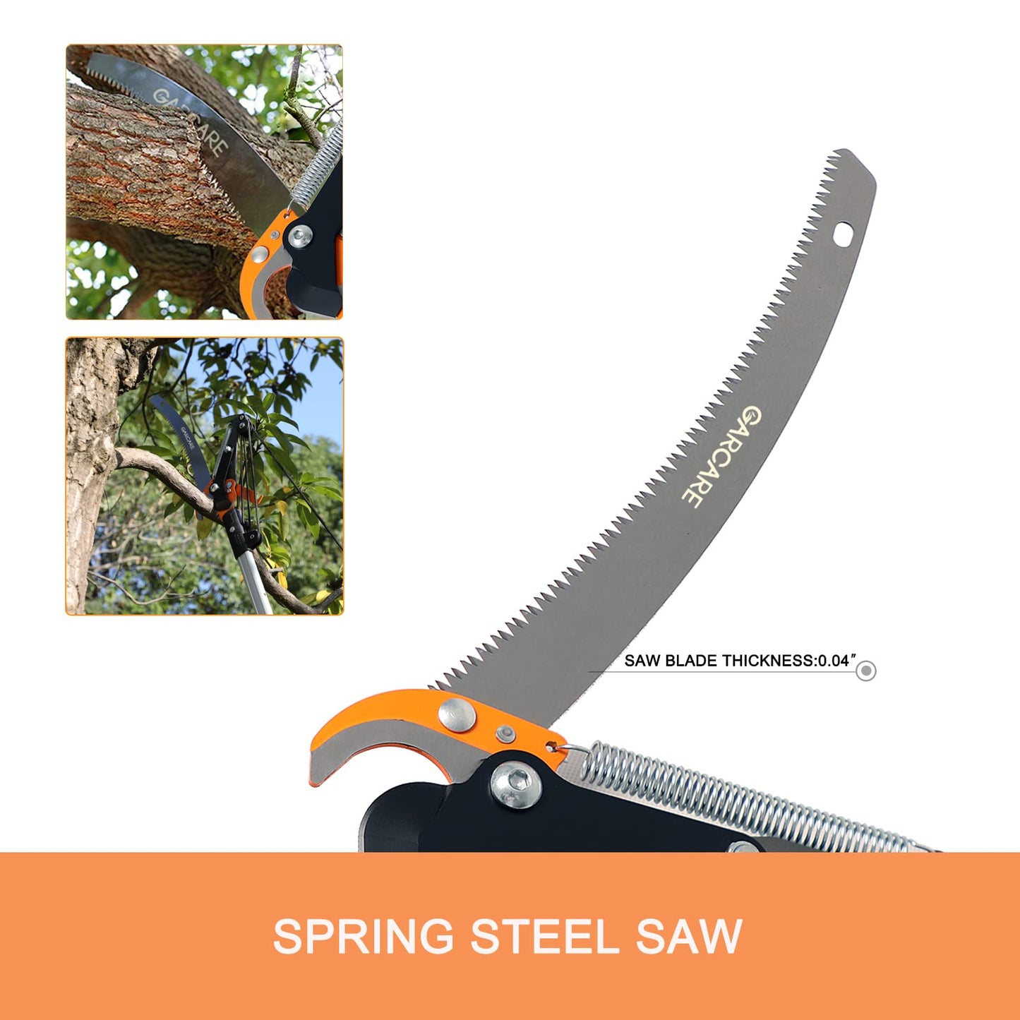 GARCARE Pole Saws for Tree Trimming, Loppers and Pole Saw 2 in 1, Lightweight Telescoping Tree Pruner with 35mm Cutting Capacity, Adjustable Length