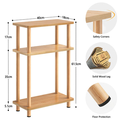 APICIZON Narrow Side Table, Slim Small Table, 3 Tier End Table Living Room, 40x18x61.5cm, Modern Thin Side Table for Living Room, Bedroom, Sofa