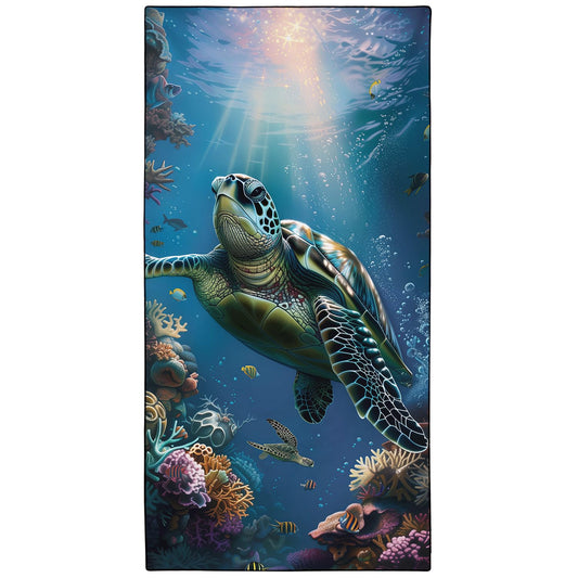 YISUMEI Underwater Turtle Beach Towels for Adults Extra Large 180 x 90 cm, Microfibre Quick Dry Towel for Travel Swimming Camping Sports