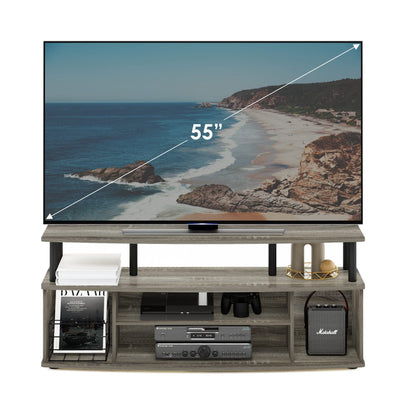 Furinno JAYA TV Stand, Large Entertainment Center, TV Console for TV up to 55 Inch, for Living Room, Bedroom, French Oak