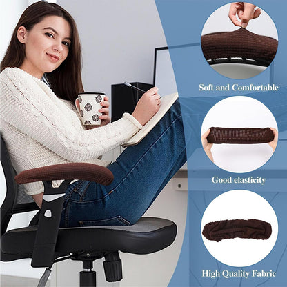 XIEHUZA 2 Pair Office Armrest Covers, Removable Arm Rest Protectors, Elastic Chair Pads for Home & Office (Beige)