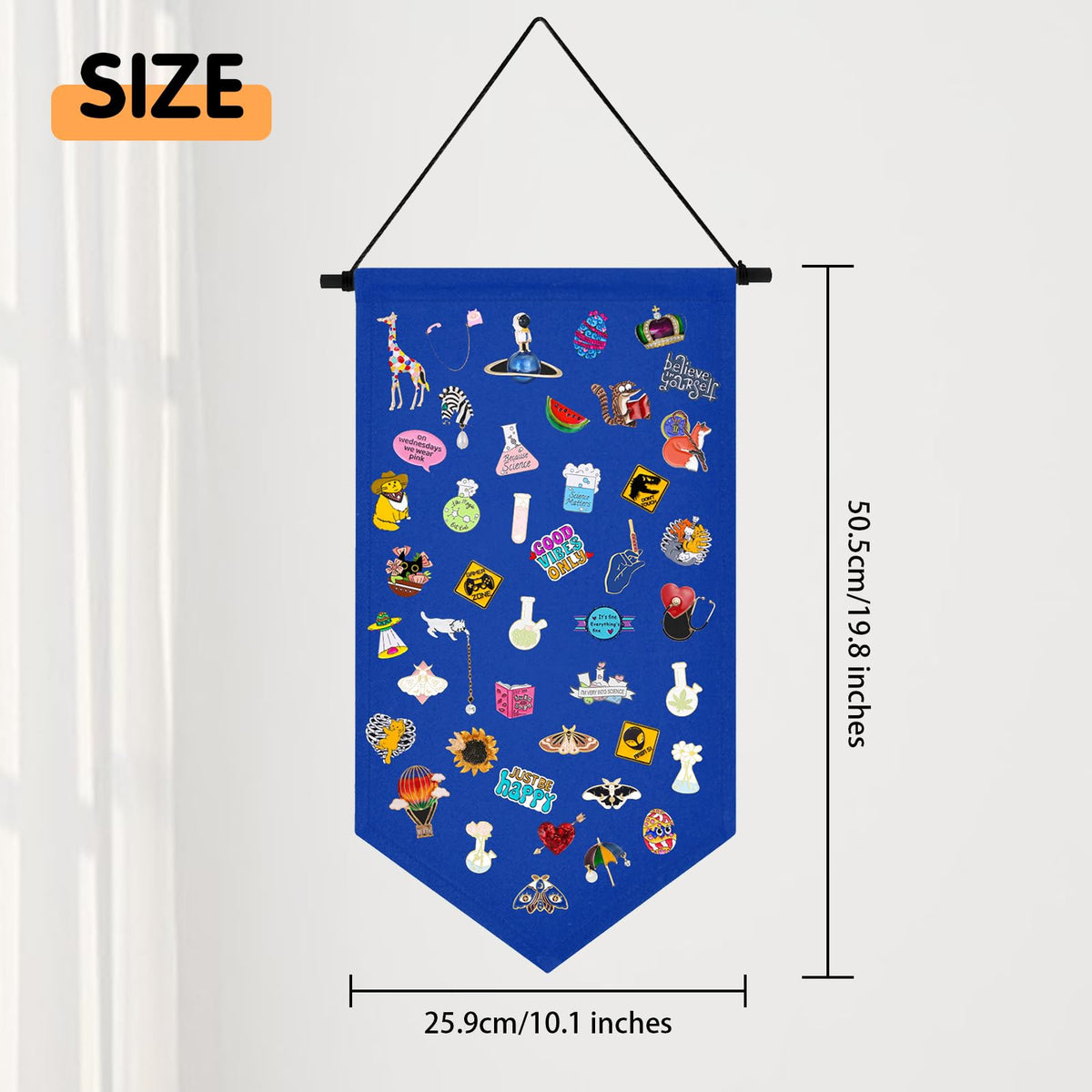 Kunyeah Wall Hanging Brooch Organizer Storage Case Colorful Canvas Pin Board Stand Enamel Pin Badge Hanging Holder Display Banner Earrings Collection