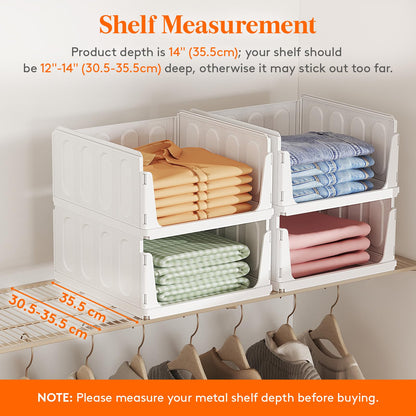 Lifewit 6 Pack Stackable Wardrobe Storage Organiser Hat Boxes 35.5 cm Depth