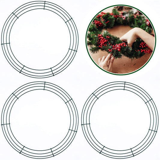 3 Pack Metal Wreath Rings 16 Inch Wire Rings Florist Wreath Rings,Large Green Round Wire Wreath Frame for Christmas Wreath Making Rings