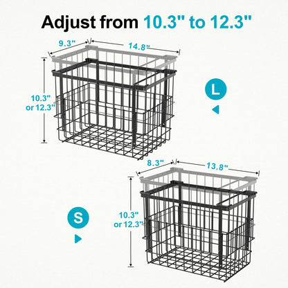 iSPECLE Freezer Baskets for Chest Freezers, 2 Pack Fits 12" Pizza Adjustable for 5 to 7 Cu.Ft Chest Freezer, Stackable Wire Baskets with Handles
