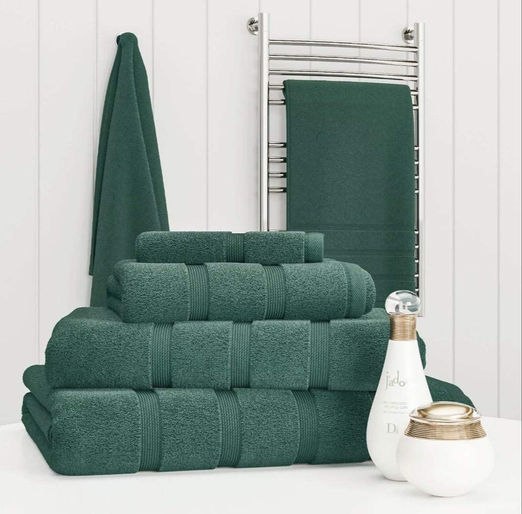 Z Fashion Luxury Towel Set 100% Cotton 2 Piece Towel Set Hand Towel Bath Towel Bale 500 GSM Bathroom towels 2 Piece Sets. (Forest Green)