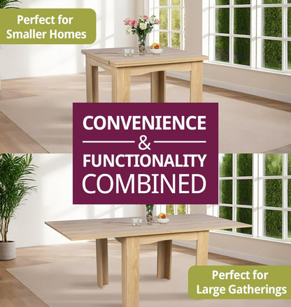 Hallowood Furniture Newquay Oak Effect Extending Flip Top Table, 80-160cm