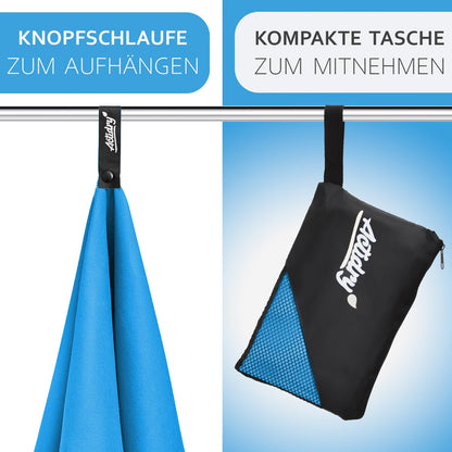 Actidry Microfibre Towel - light and absorbent - 9 colours S M L XL sizes - great for beach, sports and outdoor activity - S (40 x 80 cm) 2 pieces