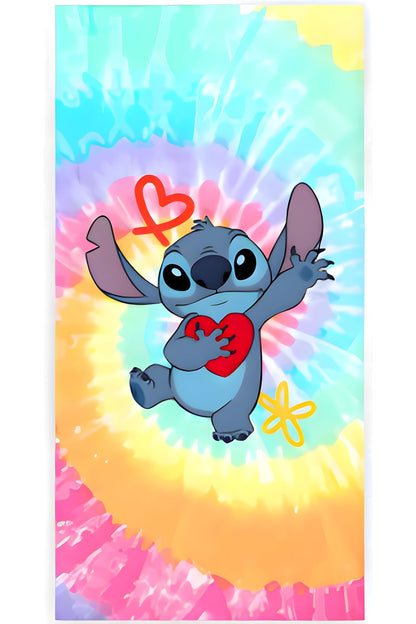 BrandMac Disney Stitch “Surfing” Beach & Bath Towel 70x140 cm, 100% Cotton | Soft & Quick-Dry Kids Bath & Swim Towel