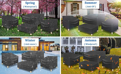 Patio Furniture Cover 4-Piece,Outdoor Garden Furniture Covers ,Upgraded 420D Heavy Duty Oxford Fabric Garden Table Cover with Air Vent Windproof Patio