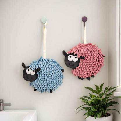 HMETOL Chenille Hand Towels with Hanging Loop, 1 Pack Funny Bathroom Hand