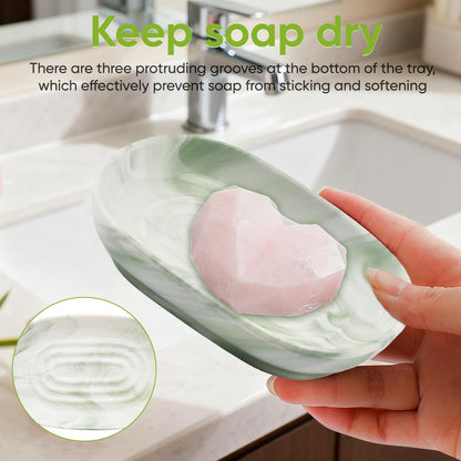 Anti-Slip Ceramic Soap Dish, Marble Soap Dishes for Bathrooms and Kitchens