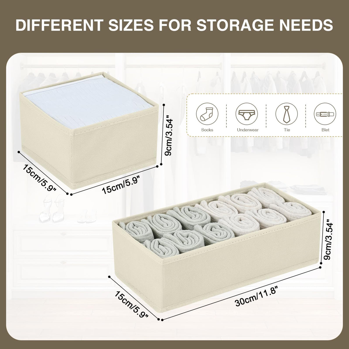 Homsorout Drawer Organisers for Clothing - 8 Pack Dresser Drawer Organizers, Fabric Closet Organizers and Storage Drawer Dividers for Clothes, Socks