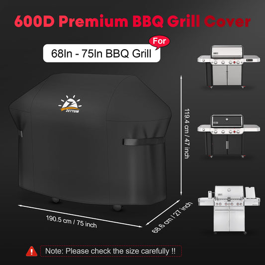 Zettum BBQ Covers 190 CM - 7109 Large Grill Barbecue Cover for Weber Summit 600 series Grill Heavy Duty & Waterproof, PU Coating Cover for Monument,