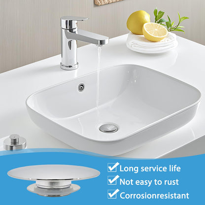 3 Pcs Pop Up Sink Plug Replacement 66mm,Chrome Click Clack Sink Plug Replacement,Pop Up Push Button Waste Stopper for Bathroom Sinks & Bathtubs