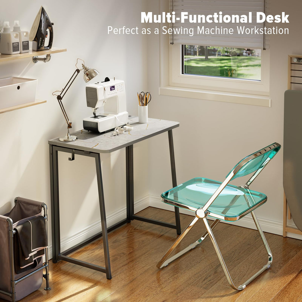 WOHOMO Small Foldable Computer Desk Writing Study Table, Grey