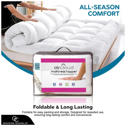 GC GAVENO CAVAILIA Quilted Mattress Topper King Size 10cm Deep | Hotel Quality King Size Mattress Topper 4 Inch Thick with Elastic Corner Straps |