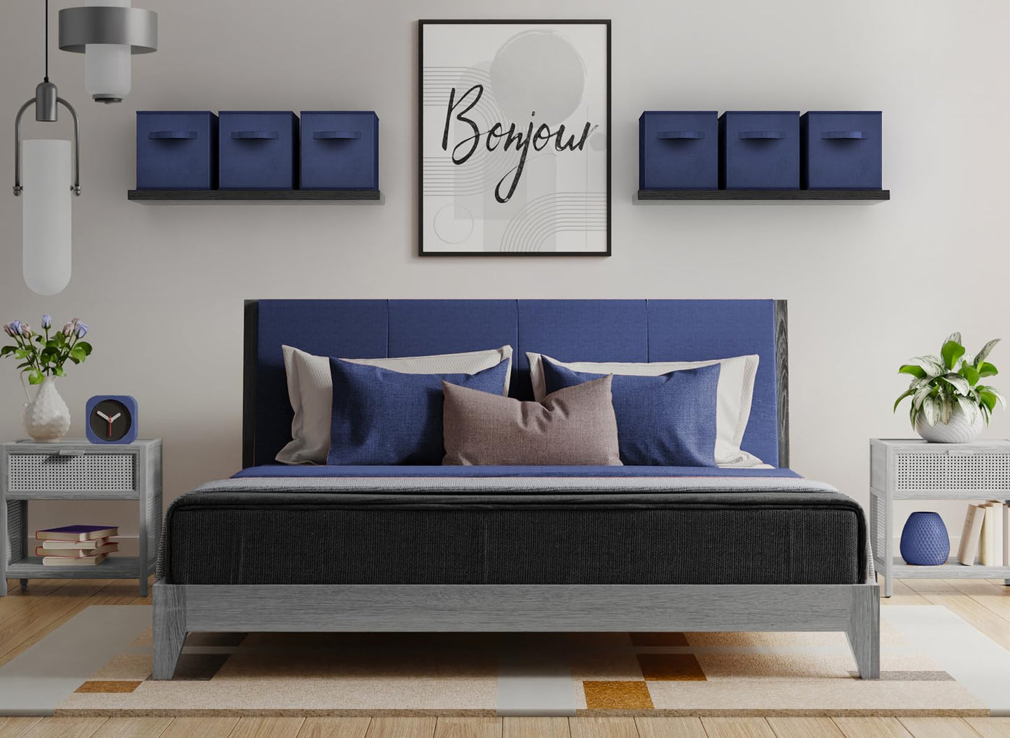 Sorbus Foldable Storage Cube Basket Bin (6 Pack, Navy Blue)