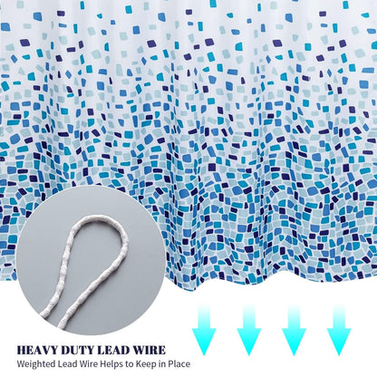 Homxi Bathroom Curtains Mould Proof Resistant 300x200cm,Polyester Shower Curtain with Hooks,Shower Curtain Weighted,Mosaic Pattern Bathtub Curtain