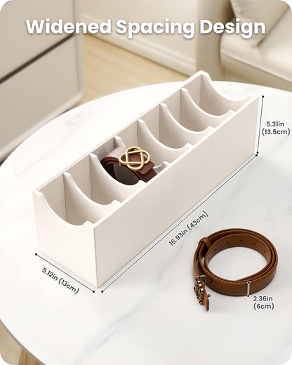 Lolalet Belt Organizer for Closet, Belt Box & Storage Drawer -Cream