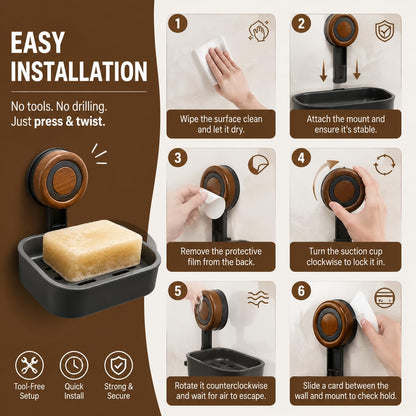 2PCS Double Layer Soap Dish for Shower Wall Mounted Suction Cup Soap Holder