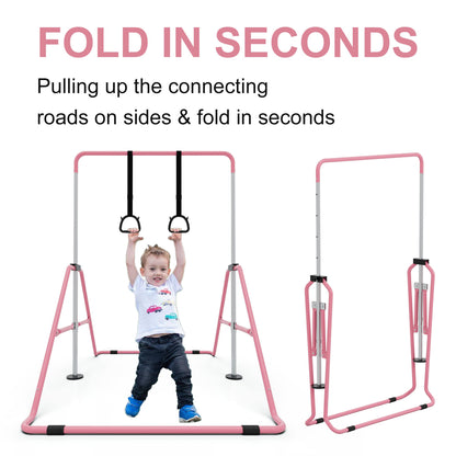 GYMMAGE Gymnastics Bars with Pad, Junior Training Kip Bar Gymnastics Equipment for Home Garden, Adjustable Height Gymnastic Folding Horizontal Bar