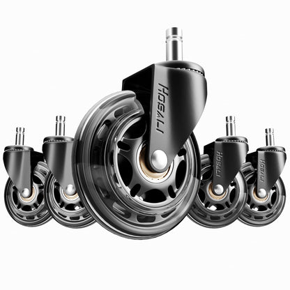 Office Rubber Chair Casters Replacement, 3 Inch Heavy-Duty Computer Gaming Desk Caster Wheels Smooth & Safe Rolling for All Floors Including Hardwood