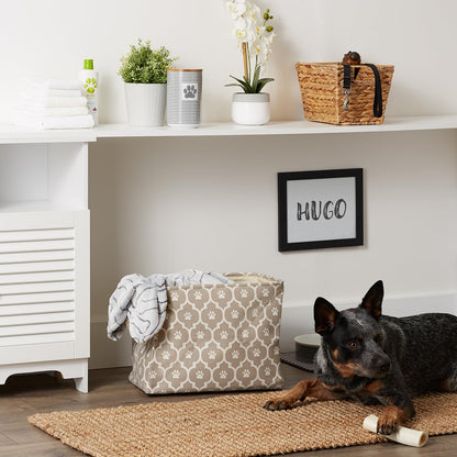 Bone Dry Lattice Paw Print, Cotton, Stone, Medium Rectangle