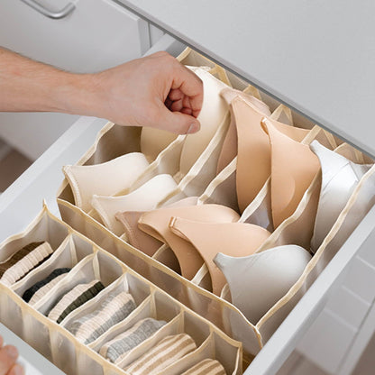 1 Pcs Wardrobe Storage Organiser, Underwear Storage Organiser, Compartment Boxes, 11 Cells Foldable Drawer for Sock, Bra, Belts (11 Cells)