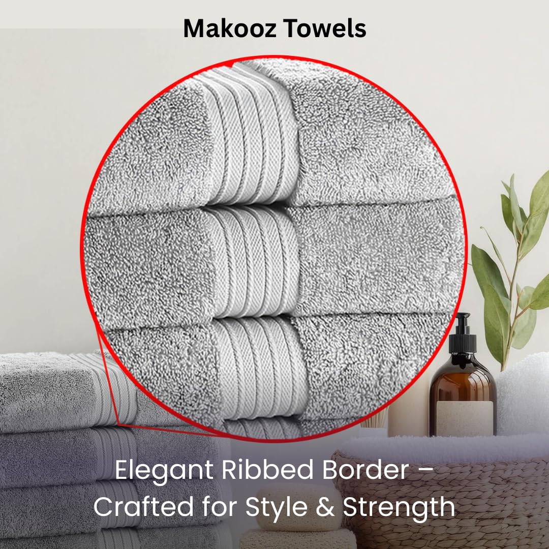Makooz Premium 700 GSM Hand Towels for Bathroom 2 Pack – 100% Natural Ring Spun Egyptian Cotton – Luxurious Ultra Soft, Quick Dry, Absorbent