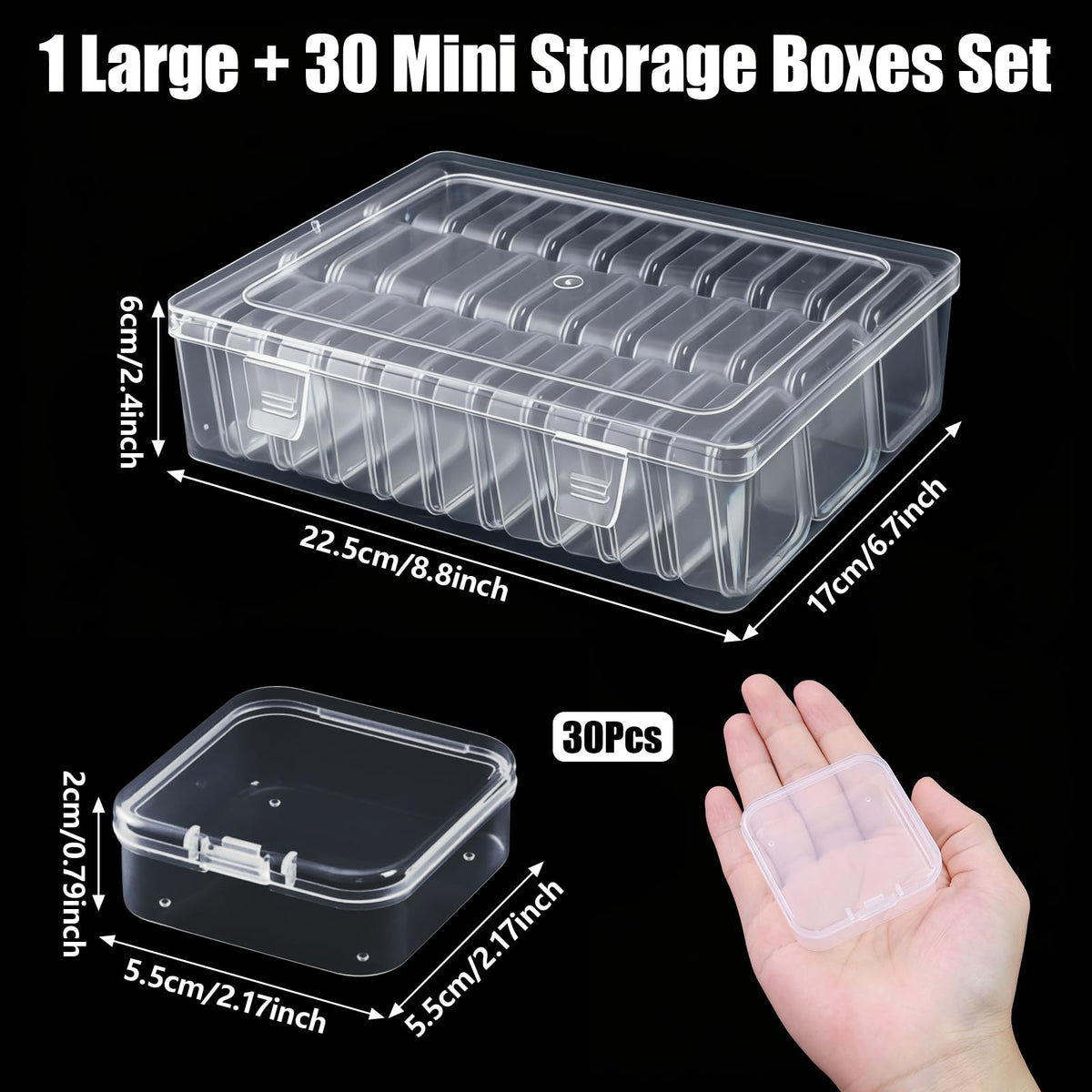 30Pcs Bead Organiser Storage Box,Small Plastic Box Clear Bead Storage