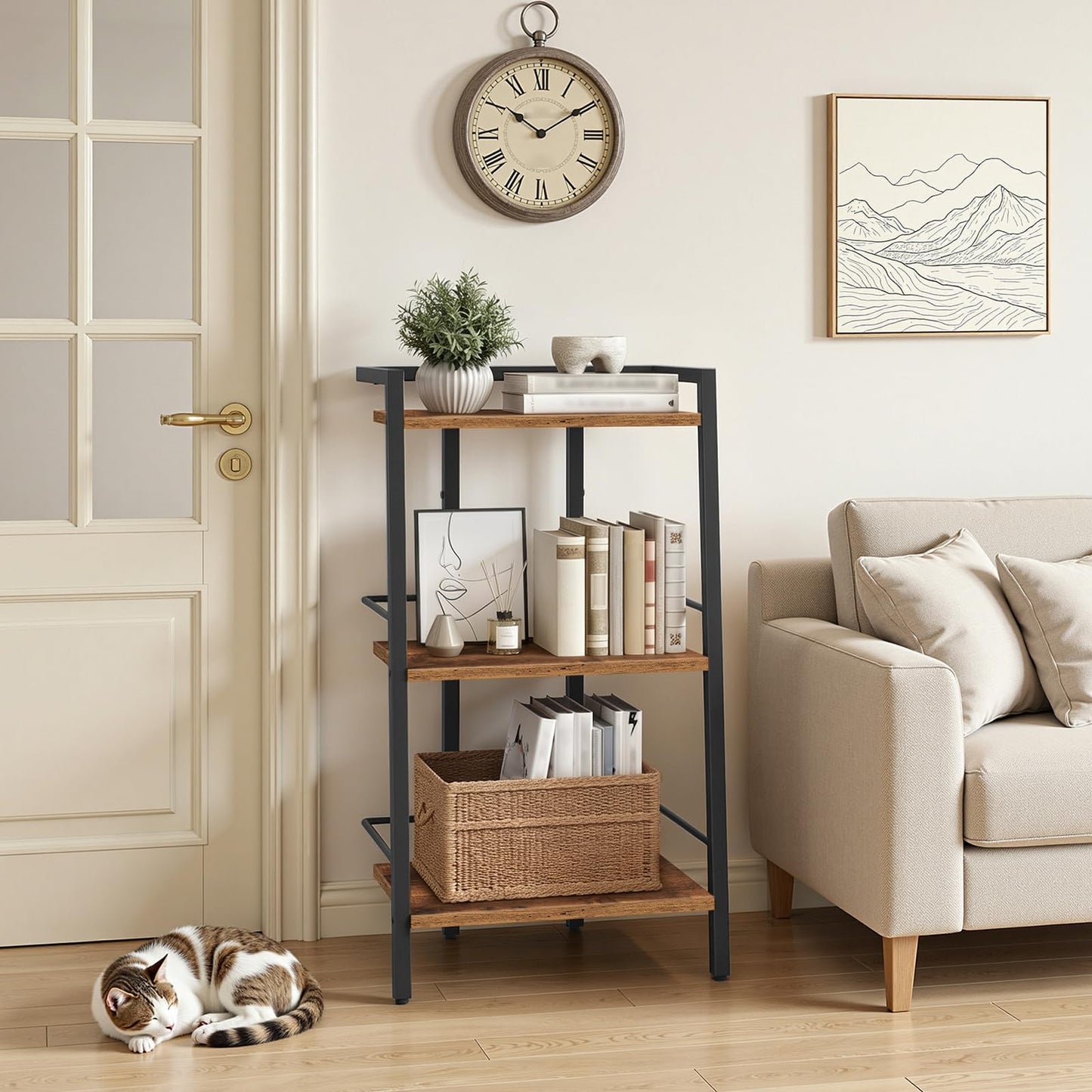 MAHANCRIS Ladder Shelf, Book Shelf, Ladder Shelving Unit, Narrow Bookcase