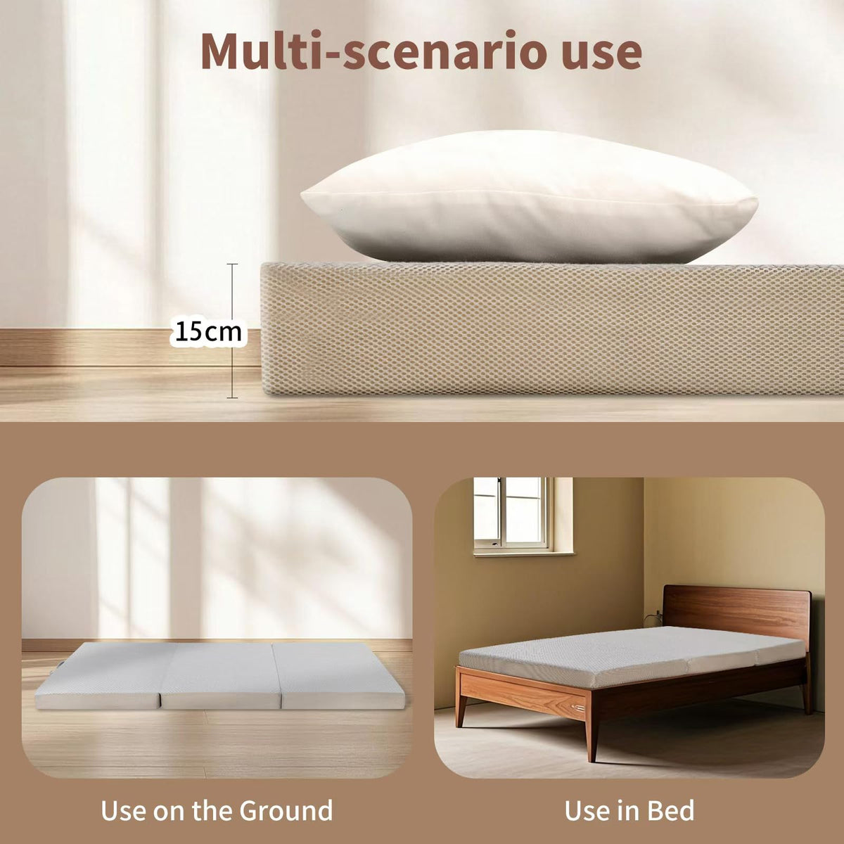 Gwydre Tri-fold 190 * 90 * 15cm Single Memory Foam Mattress