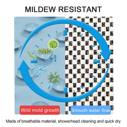 Lurowo Loofah Shower Mat, Non Slip Bath Mats with Drain for inside Shower, Soft Comfort Massage PVC Bath Rugs Quick Drying for Bathroom