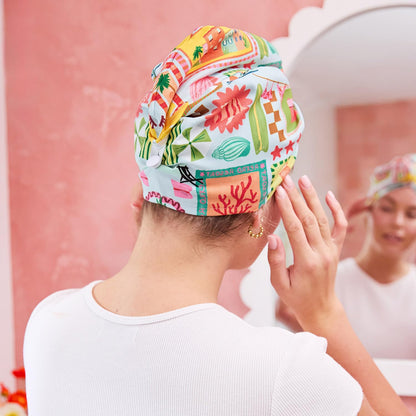 Dock & Bay Turban Hair Towel - For Home & the Beach - Super Absorbent, Quick Dry - Wish You Were Here