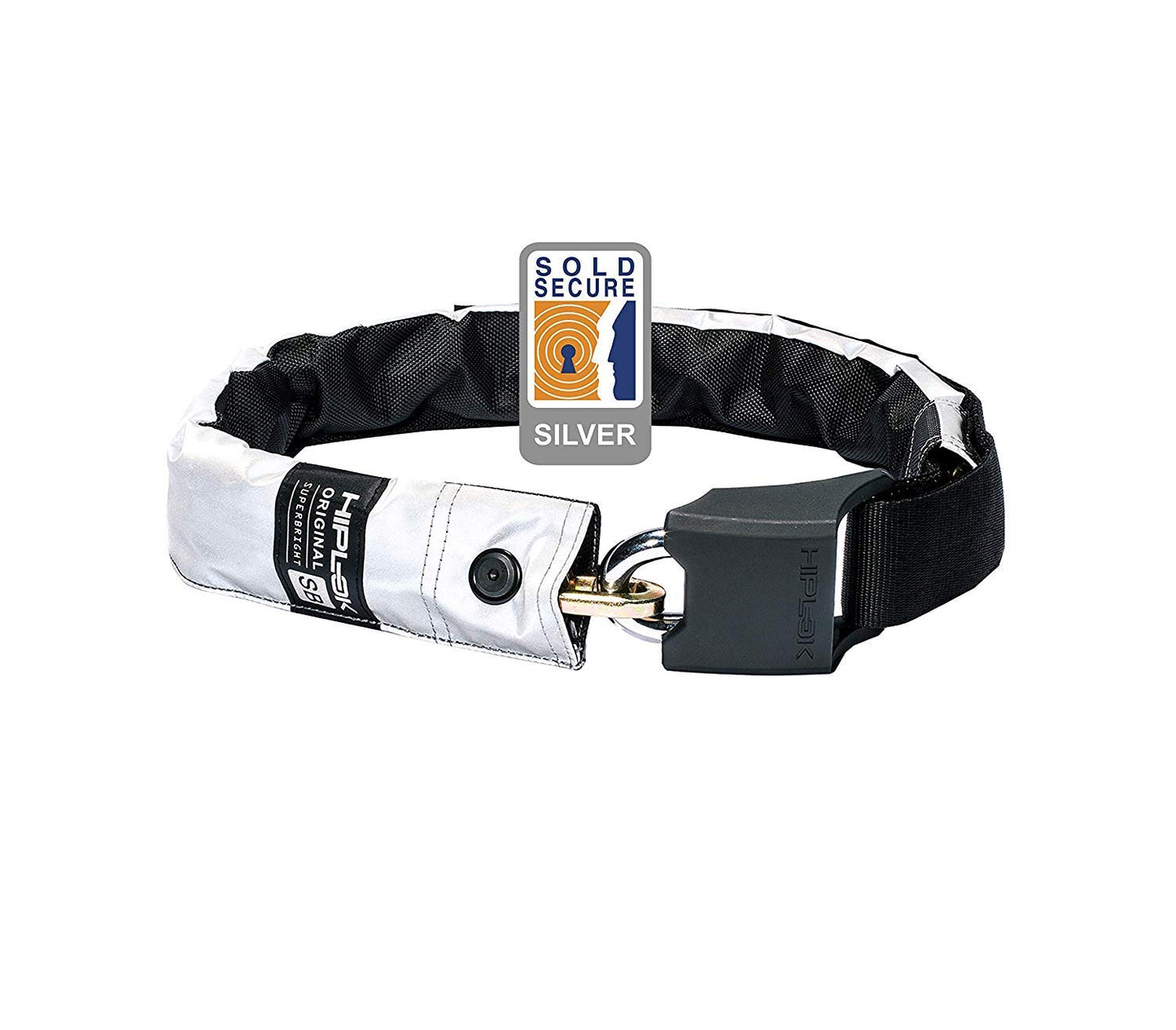 Hiplok Original Bike Chain with Lock/Bicycle Chain Loc. 85cm, Stainless Steel, Highly Visible. 3 Keys + 10 Year Warranty.