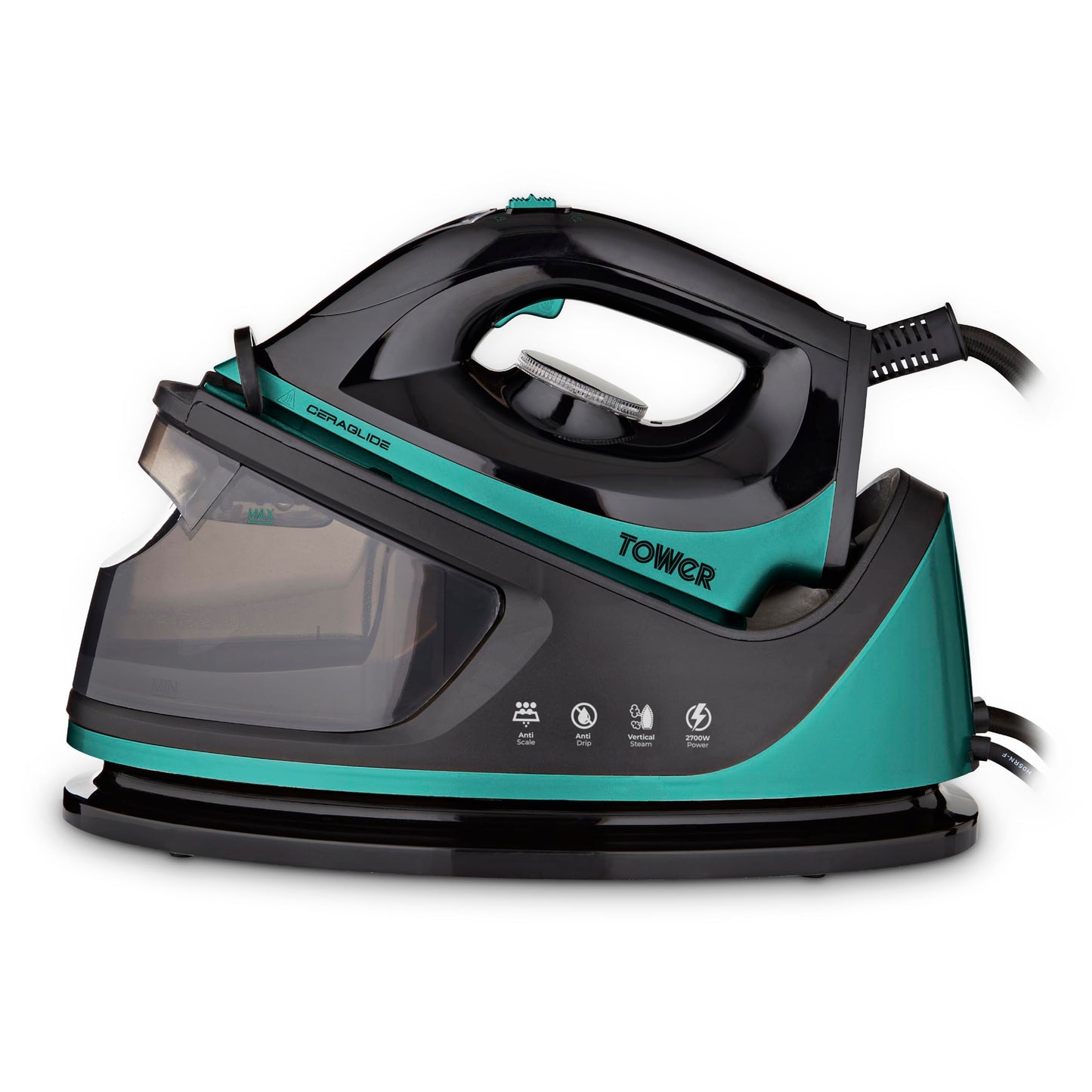 Tower T22023TL Ceraglide Steam Generator, Digital Display, 2700W, 1.2L, Teal