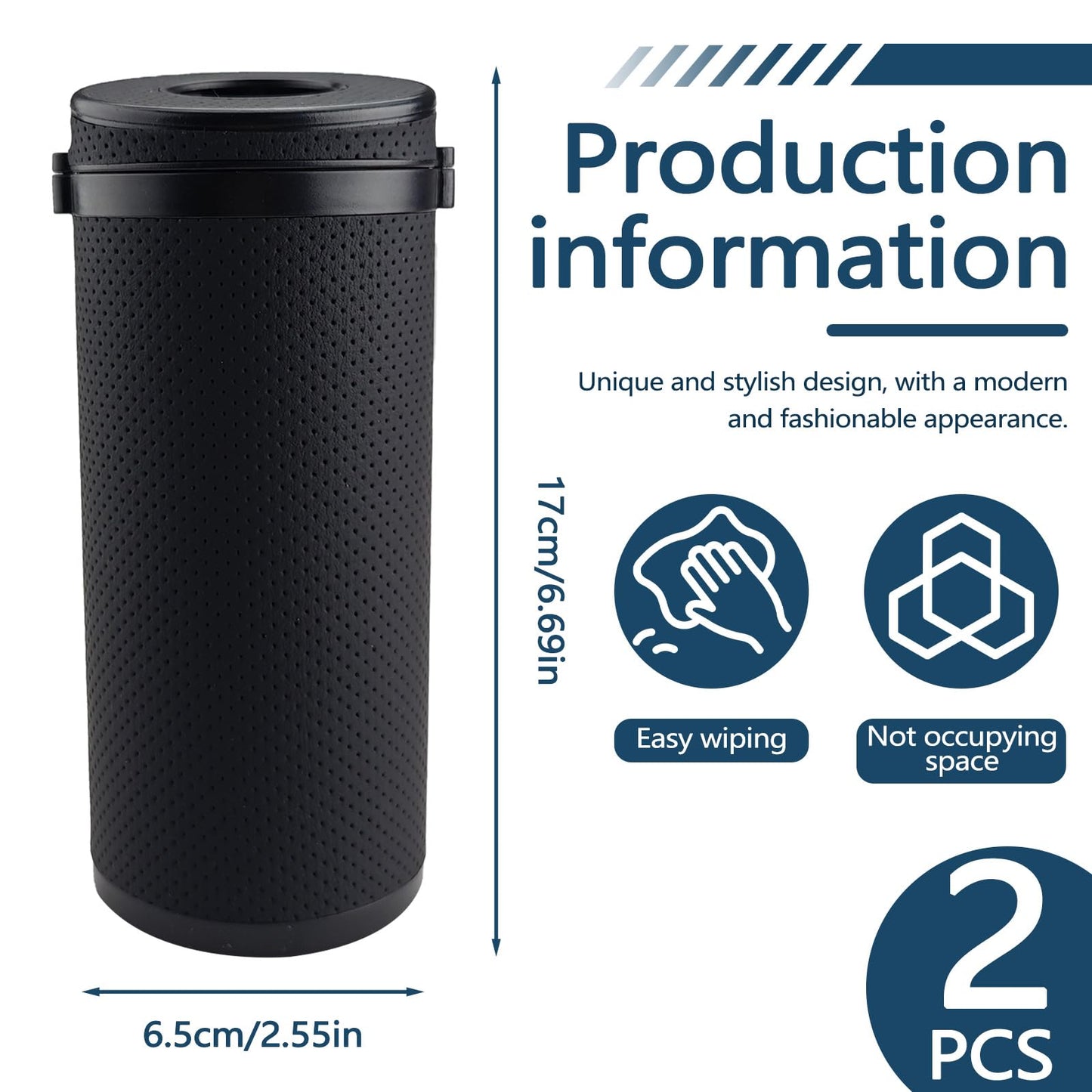 Thatyro 2 Pieces Leather Car Tissues Holder Cylinder with Window Breaker, Refillable Round Tissue Boxes for Car Cup Holder Container Fit Vehicle Home