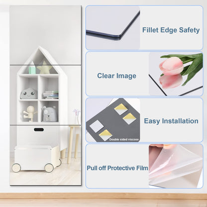 4 Pack Self Adhesive Mirror 50x60cm Adhesive Mirror Tiles 2MM Thick Acrylic Stick On Wall Mirrors Sheets Removable Mirror Tiles for Home Decoration