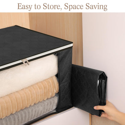 AiQInu 2PCS 90L Foldable Clothes Storage Boxes Large Capacity Storage Box for Clothes and Blankets with Reinforced Handle for Wardrobe and Bedding 60