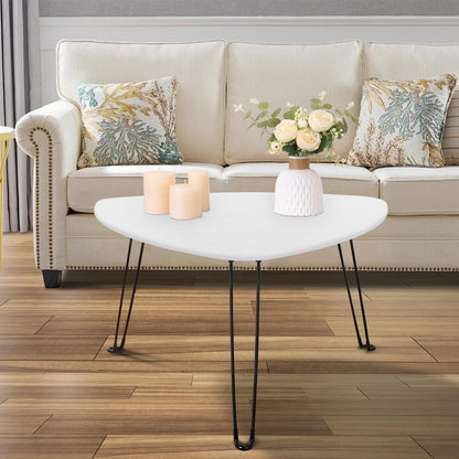 FEUFOAM Coffee Table for Small Spaces White Folding Wooden Triangle Center Sofa Tables Simple Design Droplet Coffee Table With Steel Legs Modern
