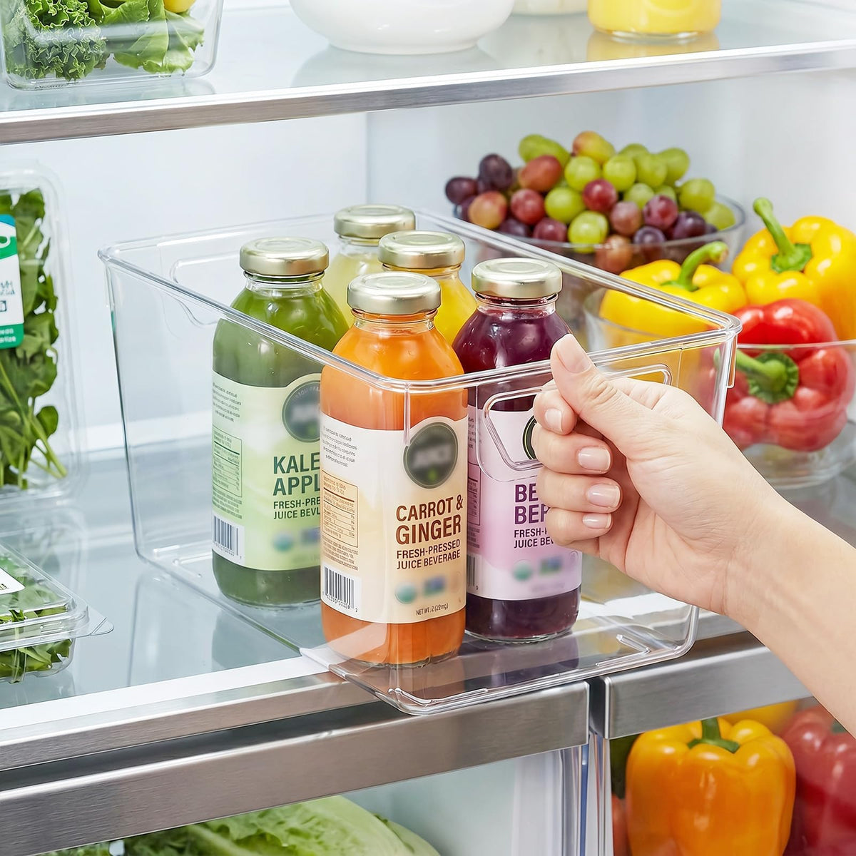zxevg Clear Acrylic Storage Boxes 6-Pack with Handle